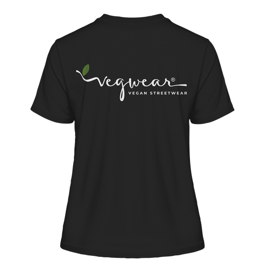 Motif "vegwear Logo white" - slim-fit women's organic T-shirt