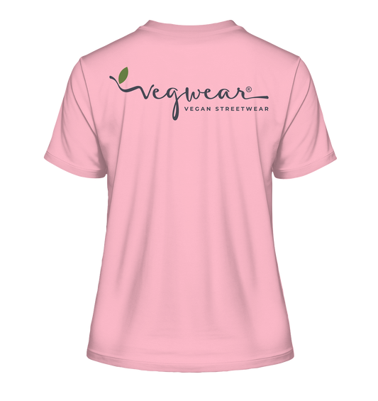 Motif "vegwear Logo grey" - slim-fit women's organic T-shirt