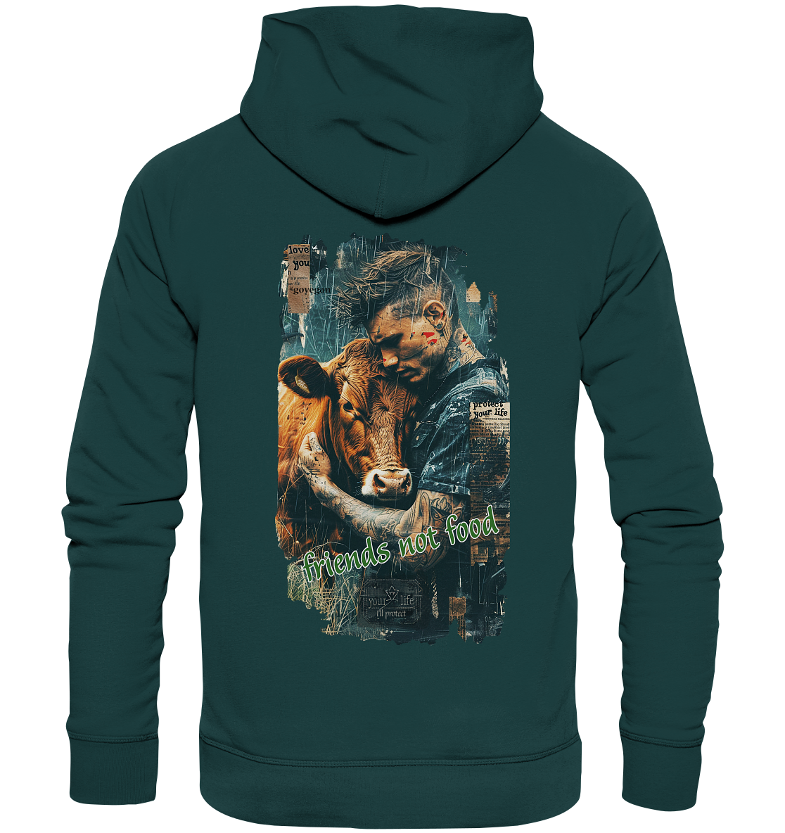 Motiv "friends not food" - unisex Bio Hoodie / Kapuzenpulli