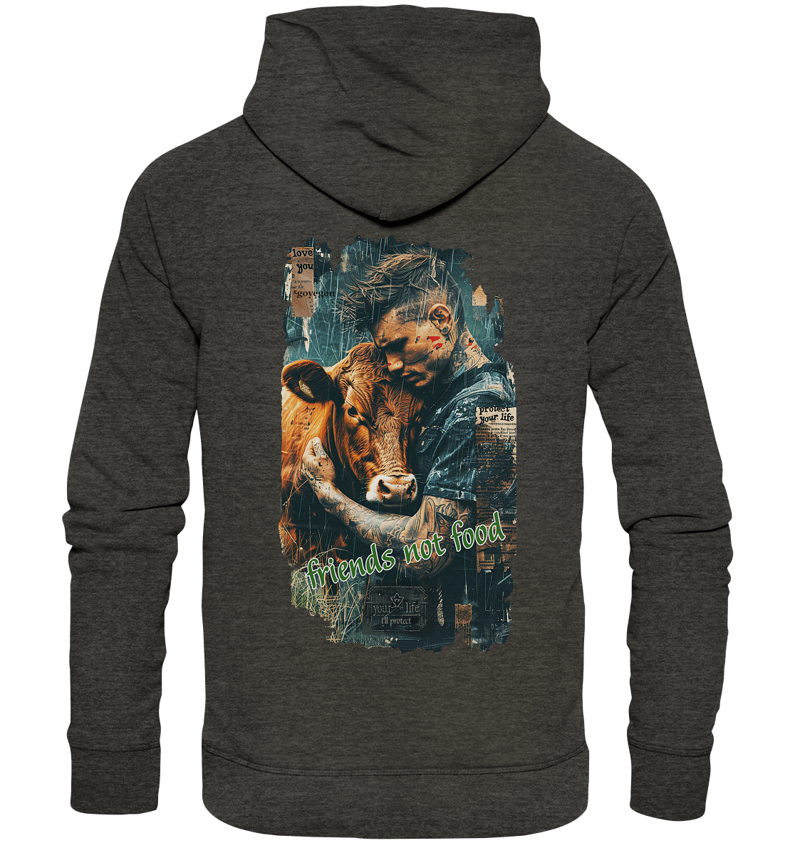 Motiv "friends not food" - unisex Bio Hoodie / Kapuzenpulli