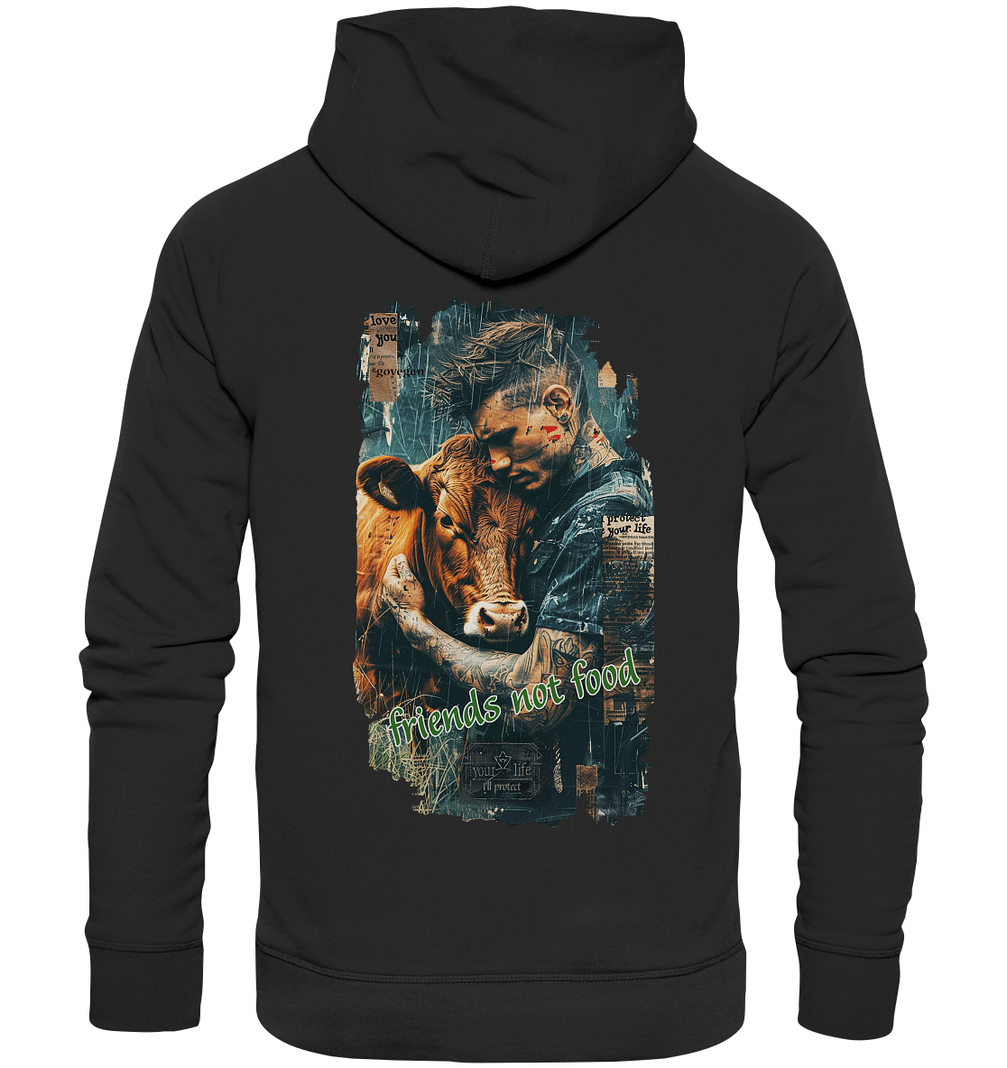 Motiv "friends not food" - unisex Bio Hoodie / Kapuzenpulli