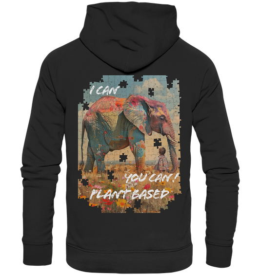 Motif "plant based elephant" - unisex organic hoodie / hooded sweatshirt