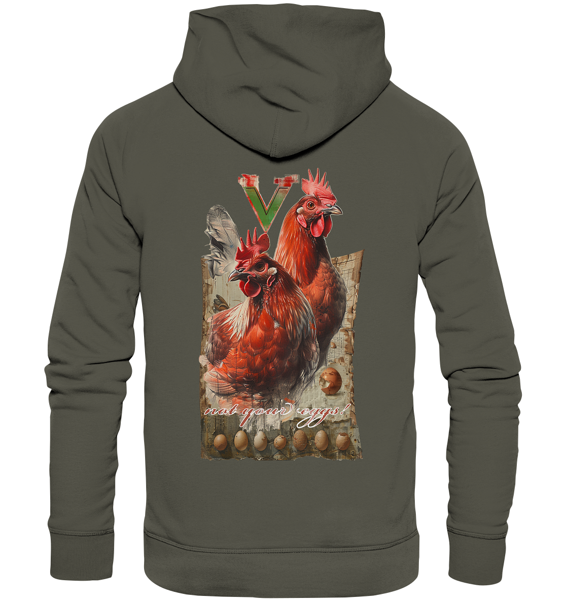 Motiv "Hühner - not your eggs" - Unisex Bio Hoodie / Kapuzenpulli