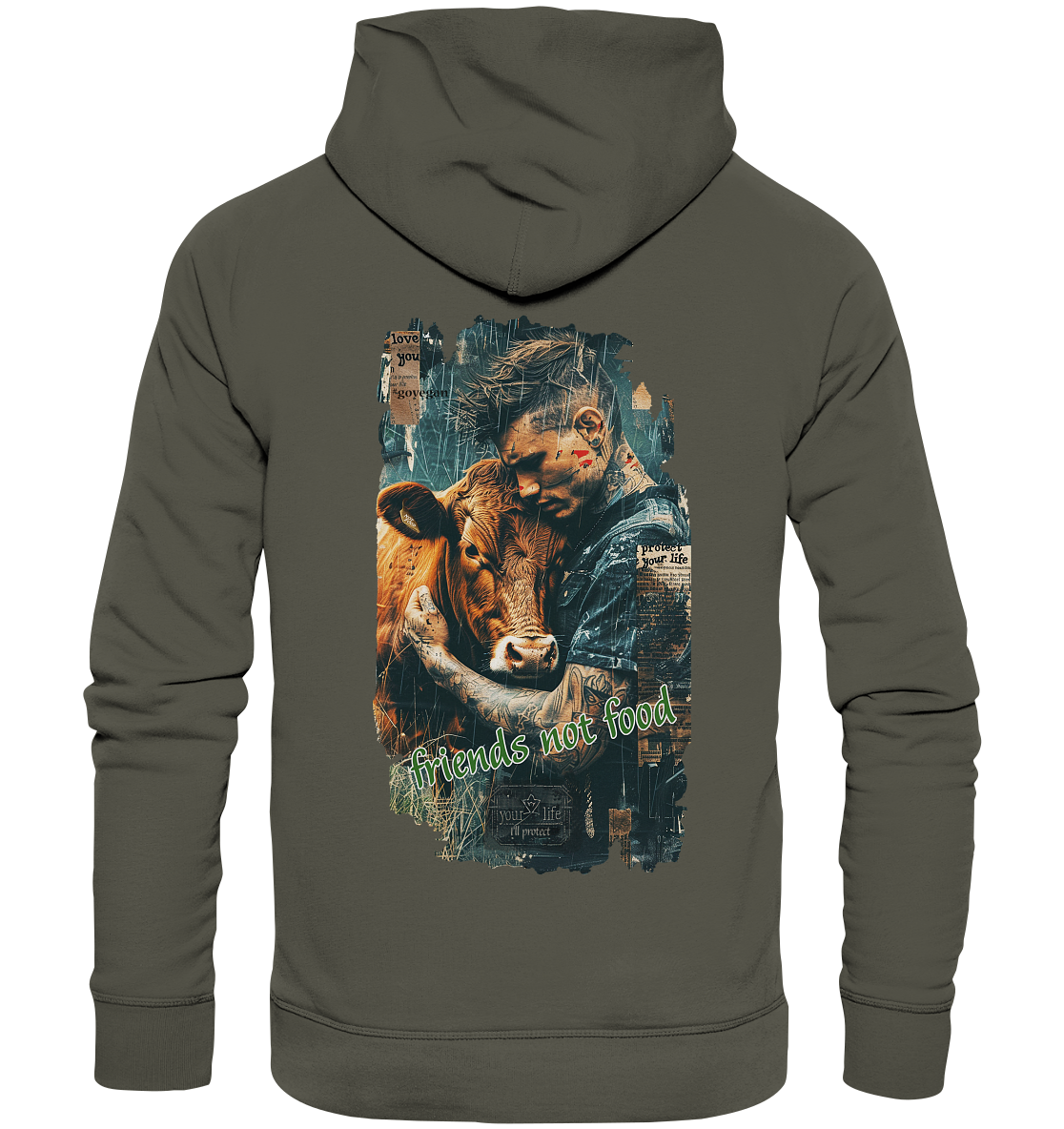 Motiv "friends not food" - unisex Bio Hoodie / Kapuzenpulli