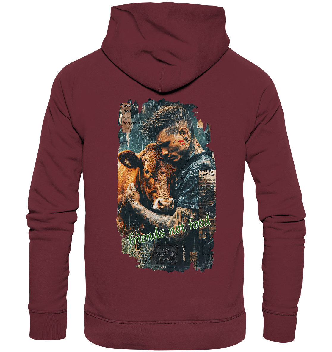 Motiv "friends not food" - unisex Bio Hoodie / Kapuzenpulli