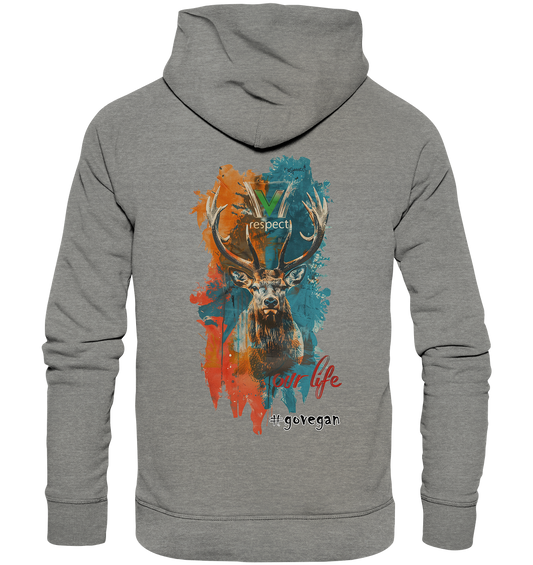 Motif "respect our life, go vegan" - unisex organic hoodie / hoodie