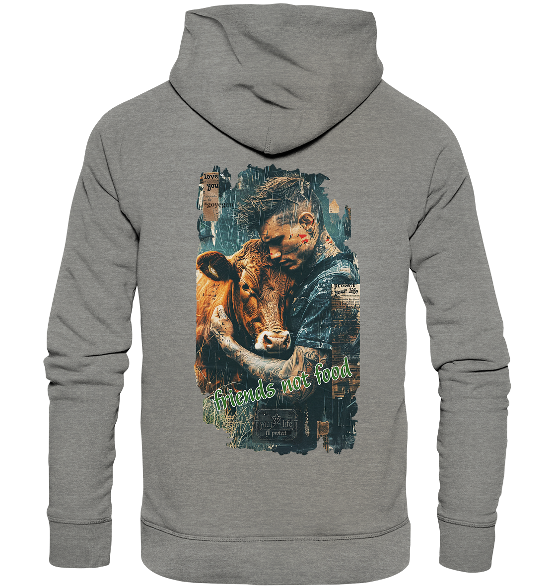 Motiv "friends not food" - unisex Bio Hoodie / Kapuzenpulli