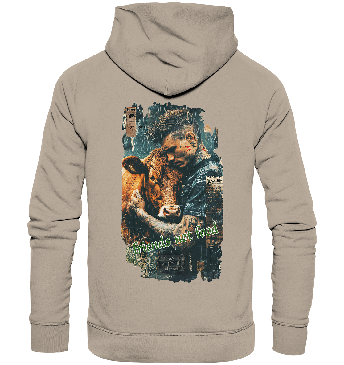 Motiv "friends not food" - unisex Bio Hoodie / Kapuzenpulli