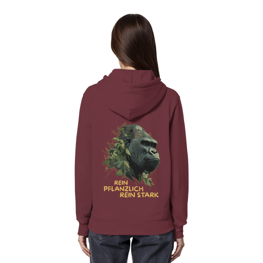 vegwear "Gorilla, rein pflanzlich rein stark - unisex Hoodie / Kapuzenpulli, bio vegan