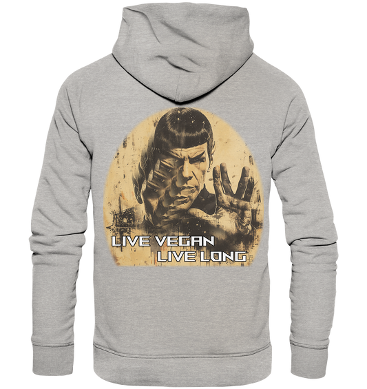 Motif "live vegan live long" - unisex organic hoodie / hoodie