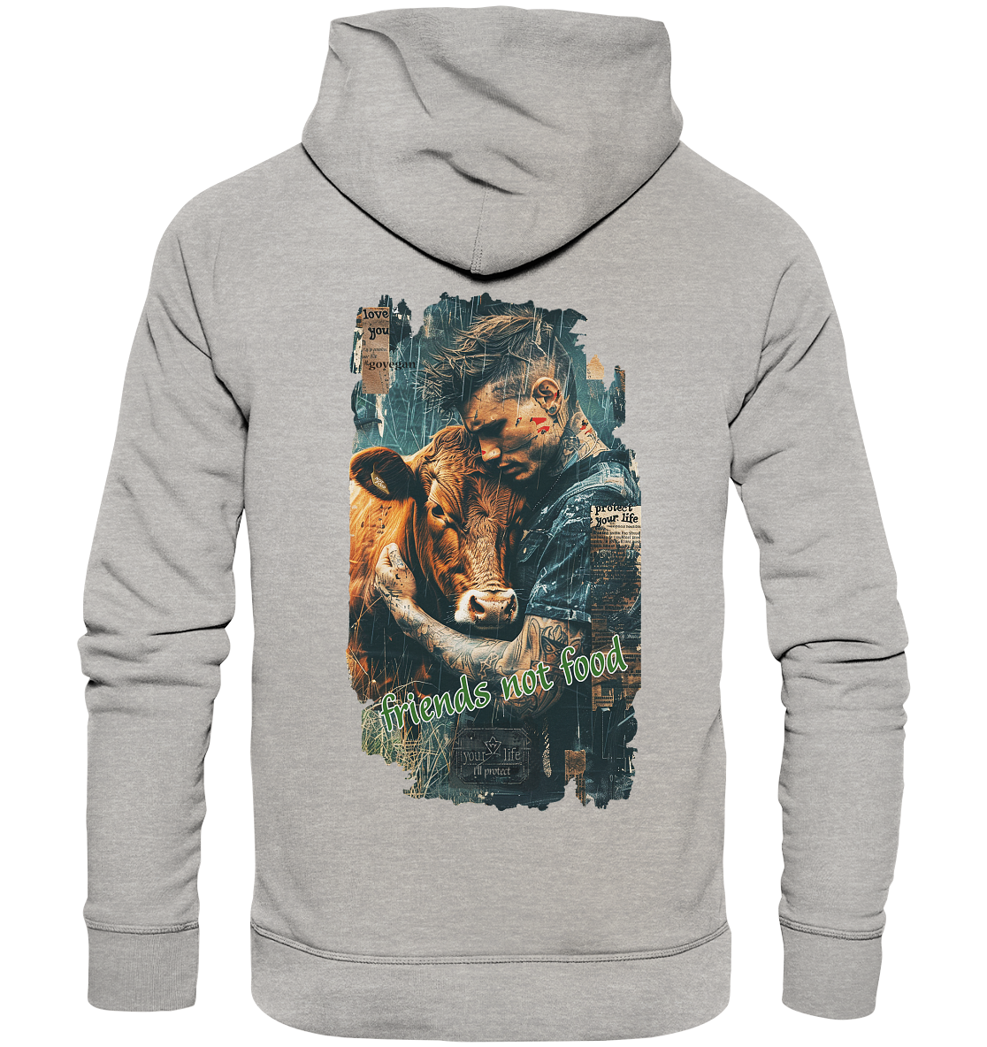 Motiv "friends not food" - unisex Bio Hoodie / Kapuzenpulli