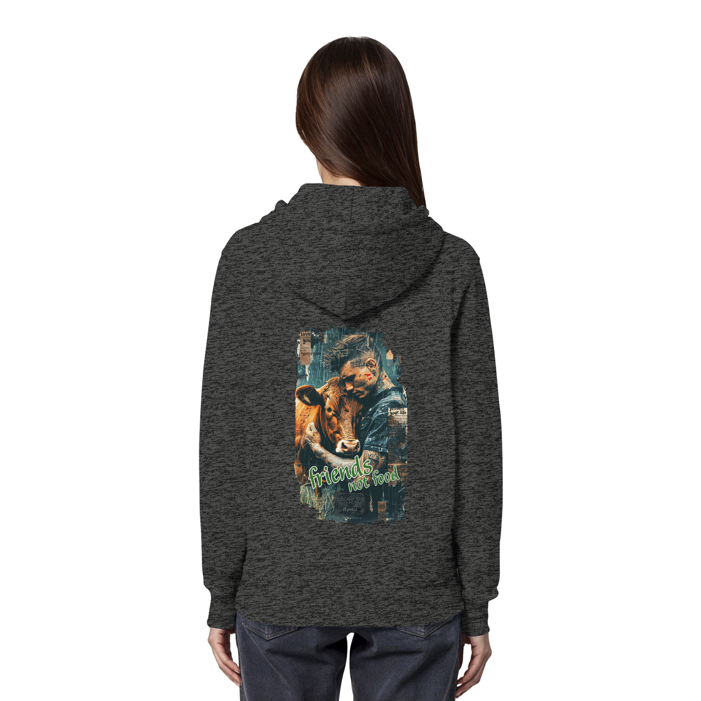 vegwear "friends not food" - unisex Bio Hoodie / Kapuzenpulli, vegan, fair