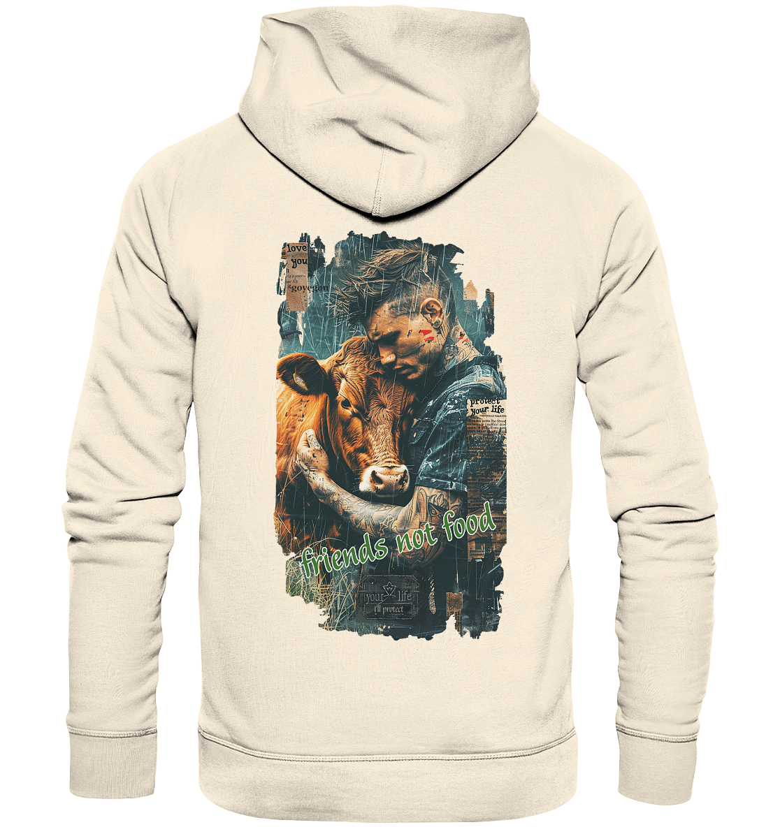 Motiv "friends not food" - unisex Bio Hoodie / Kapuzenpulli