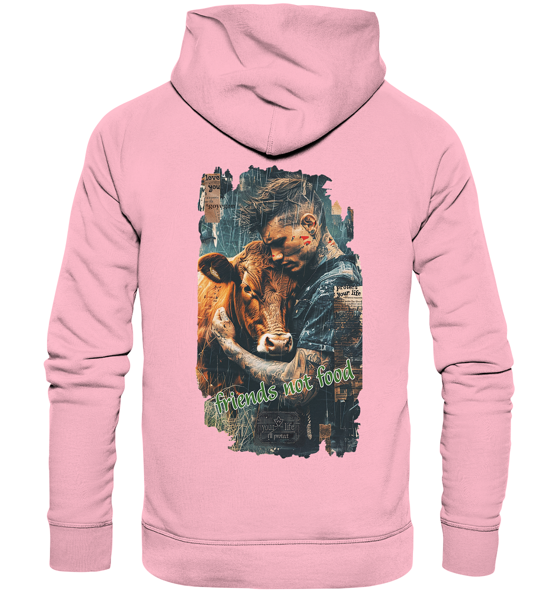 Motiv "friends not food" - unisex Bio Hoodie / Kapuzenpulli