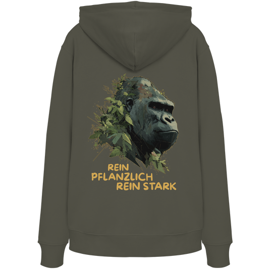 vegwear "Gorilla, rein pflanzlich rein stark - unisex Hoodie / Kapuzenpulli, bio vegan