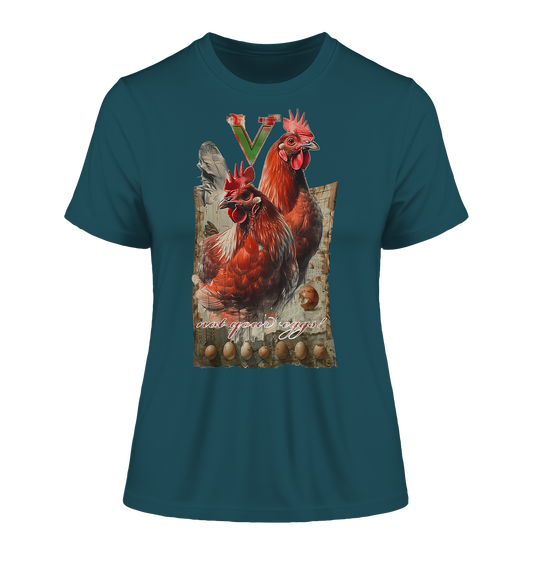 Motif "not your eggs" - tight-fitting organic women's T-shirt