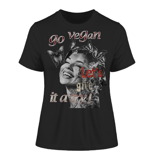 Motif "Let's give it a try" - slim-fit organic women's T-shirt