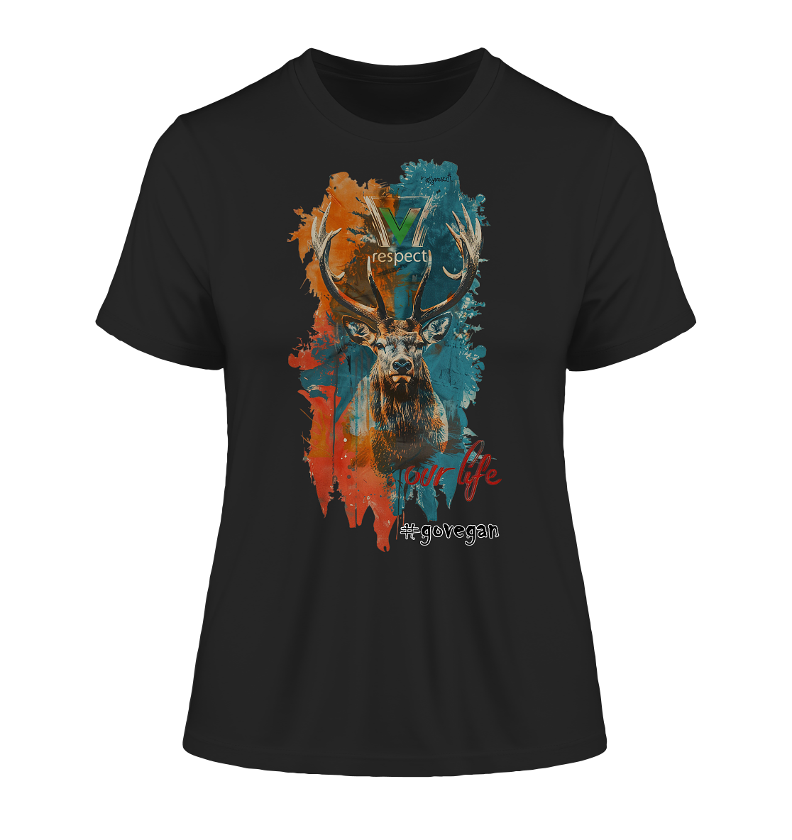 Motif "respect our life, go vegan" - tight-fitting organic women's T-shirt
