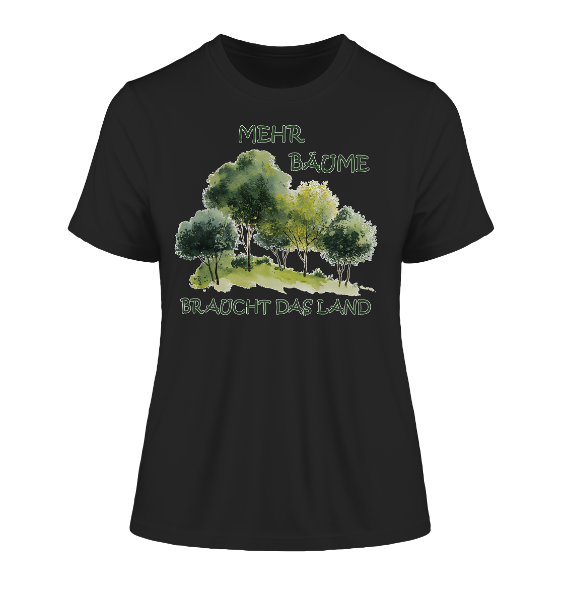 Motiv "mehr Bäume" - eng geschnittenes Damen Bio T-Shirt