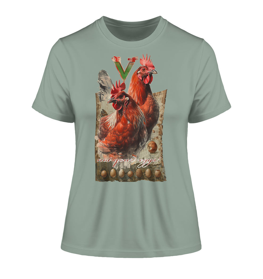 Motif "not your eggs" - tight-fitting organic women's T-shirt