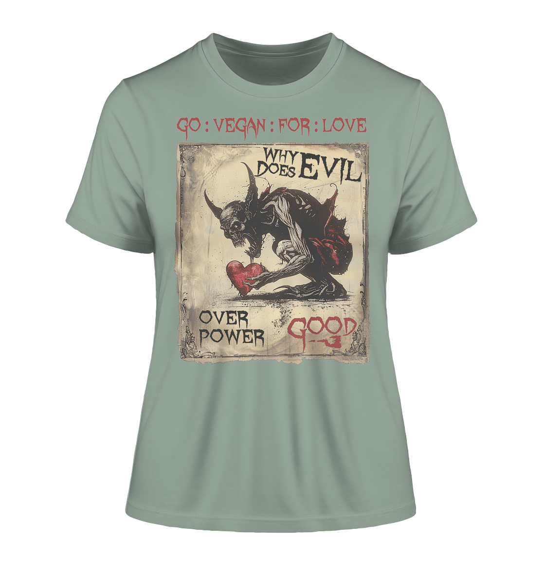 Motif "why does evil" - tight-fitting women's organic T-shirt