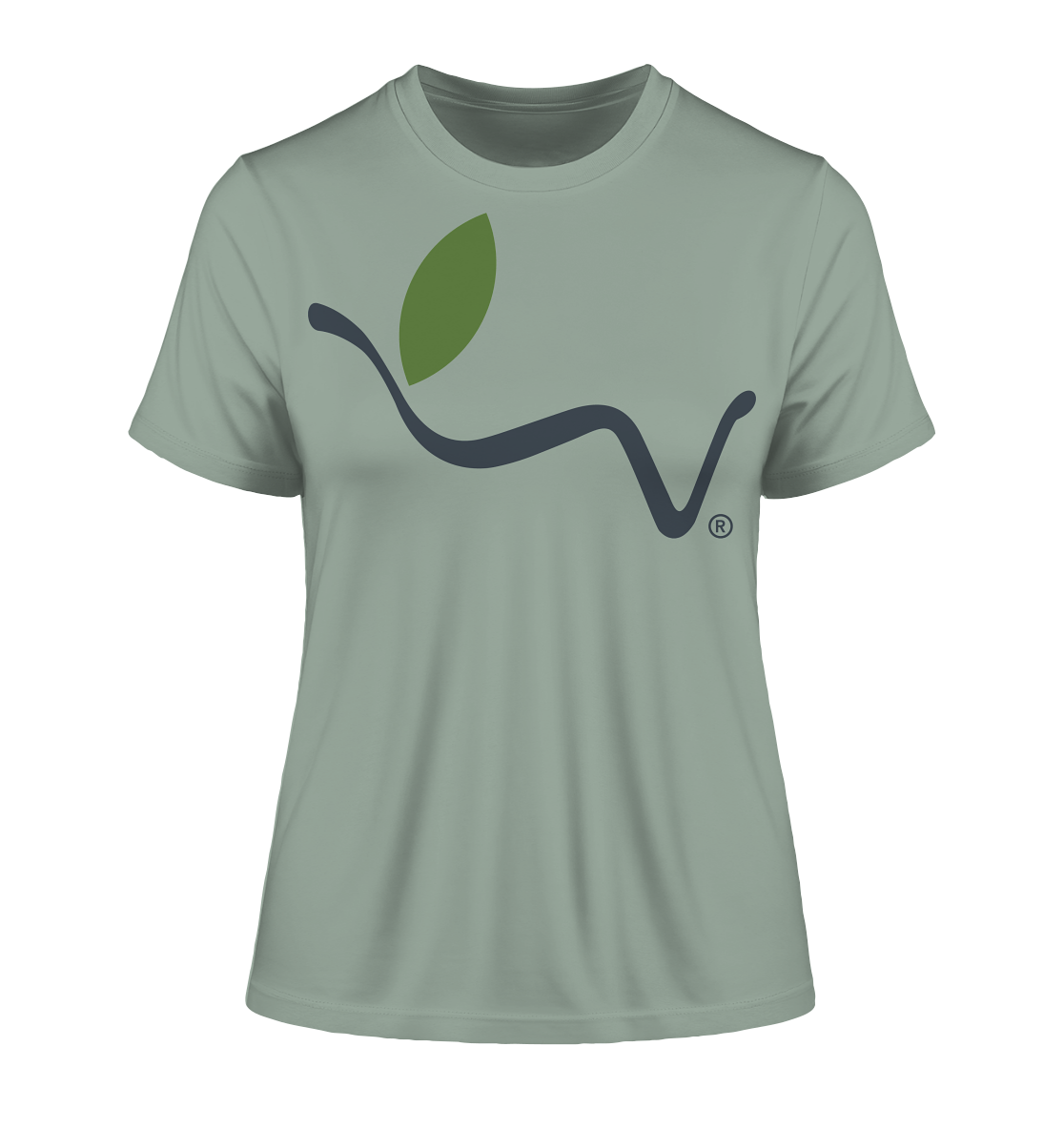 Motif "vegwear Logo grey" - slim-fit women's organic T-shirt
