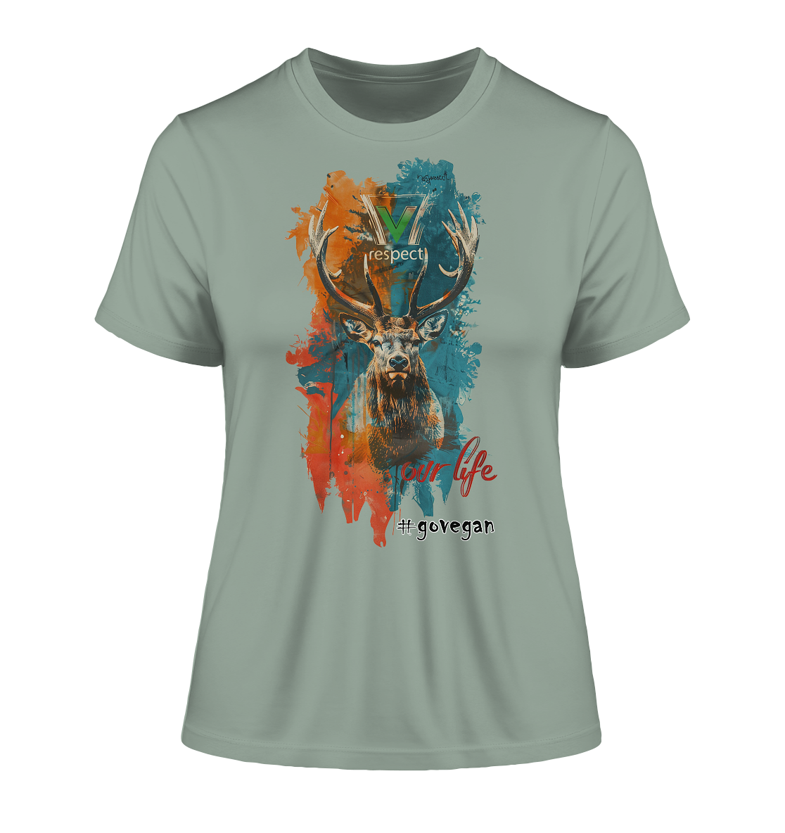 Motif "respect our life, go vegan" - tight-fitting organic women's T-shirt