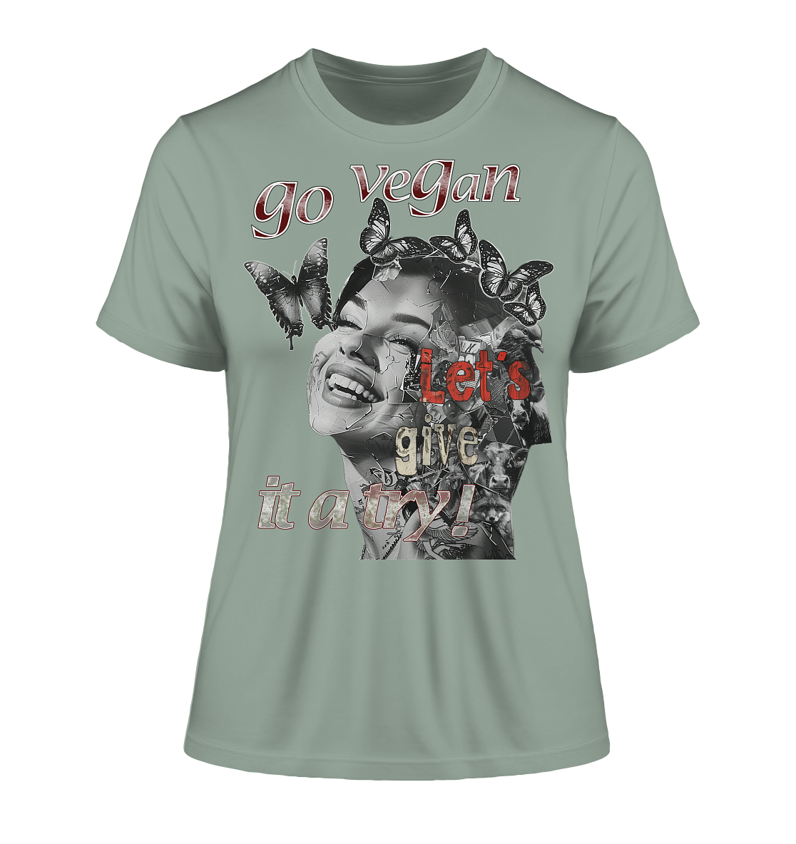 Motif "Let's give it a try" - slim-fit organic women's T-shirt