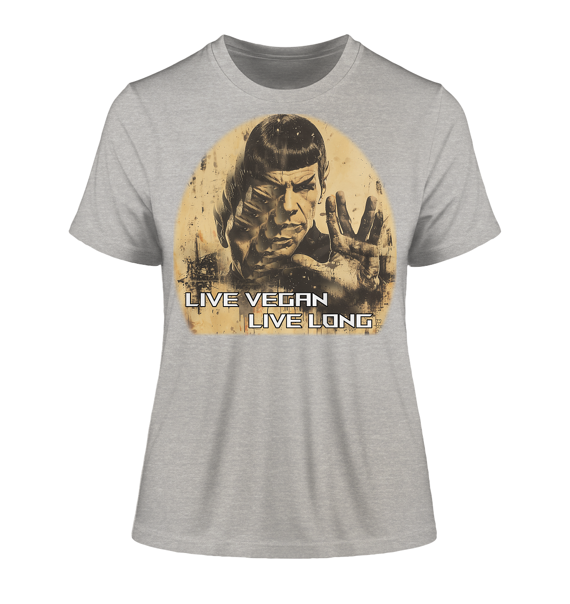 Motiv "live vegan live long" - eng geschnittenes Damen Bio T-Shirt