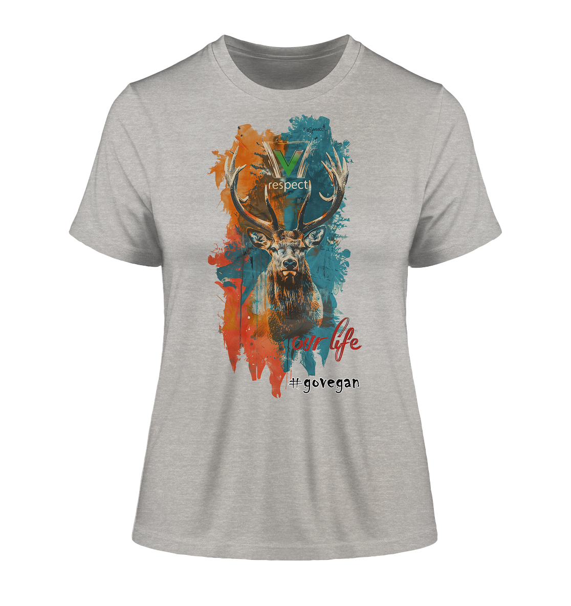 Motif "respect our life, go vegan" - tight-fitting organic women's T-shirt