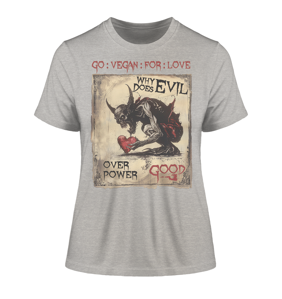 Motif "why does evil" - tight-fitting women's organic T-shirt