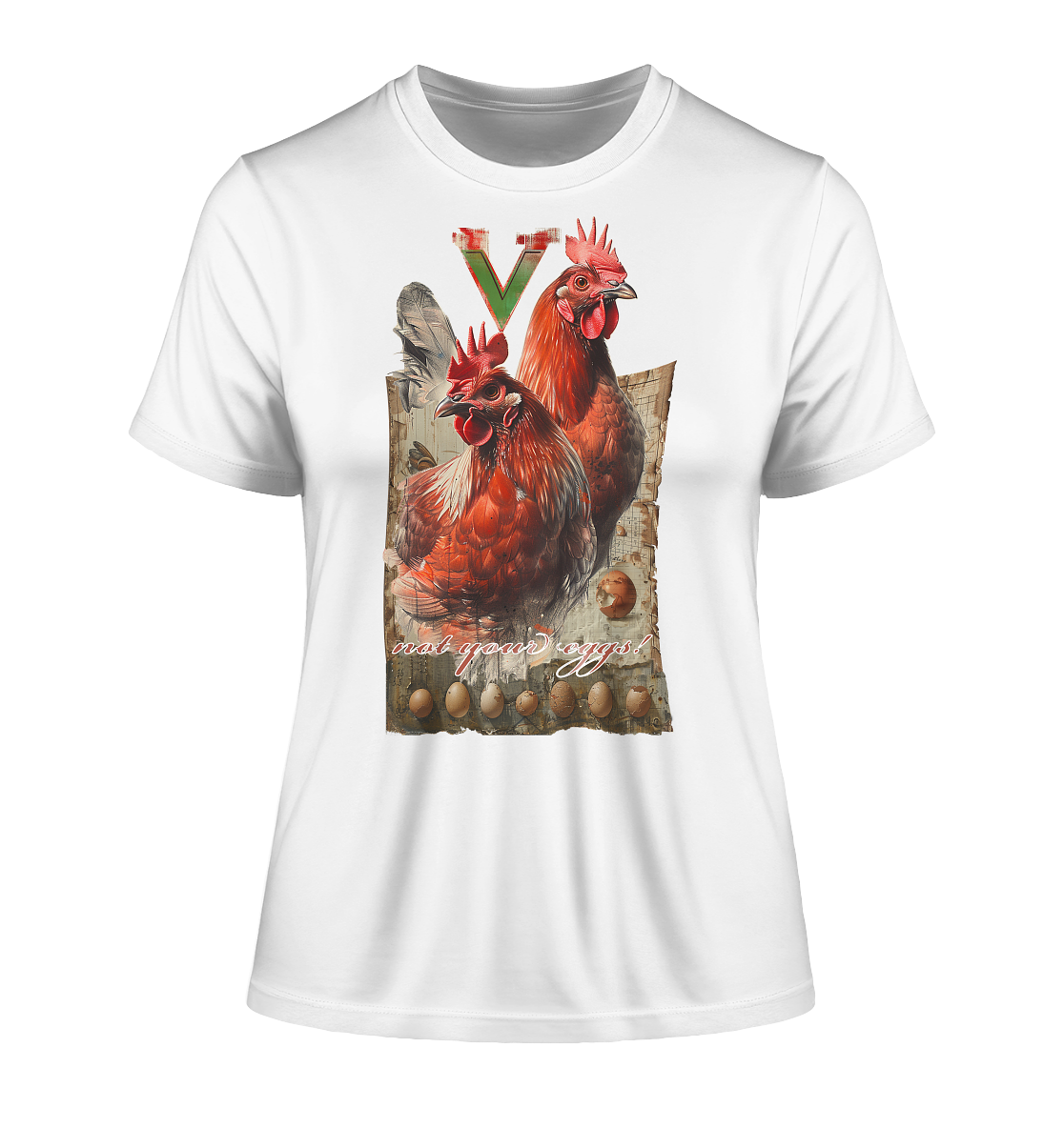 Motif "not your eggs" - tight-fitting organic women's T-shirt
