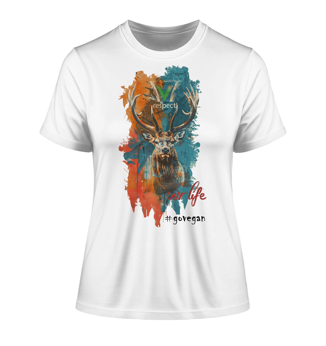 Motif "respect our life, go vegan" - tight-fitting organic women's T-shirt