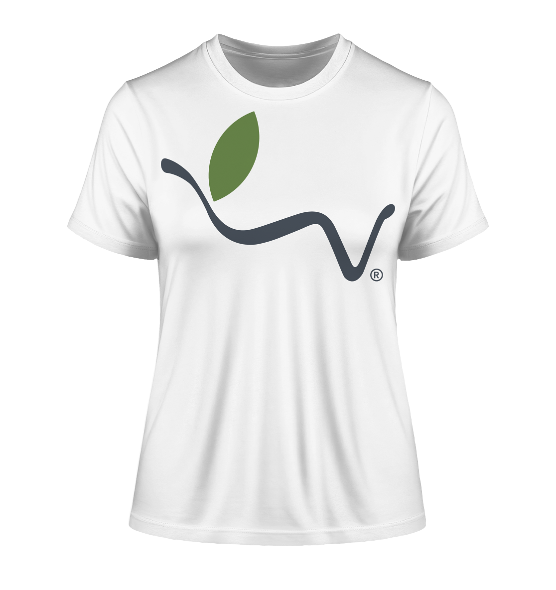 Motif "vegwear Logo grey" - slim-fit women's organic T-shirt