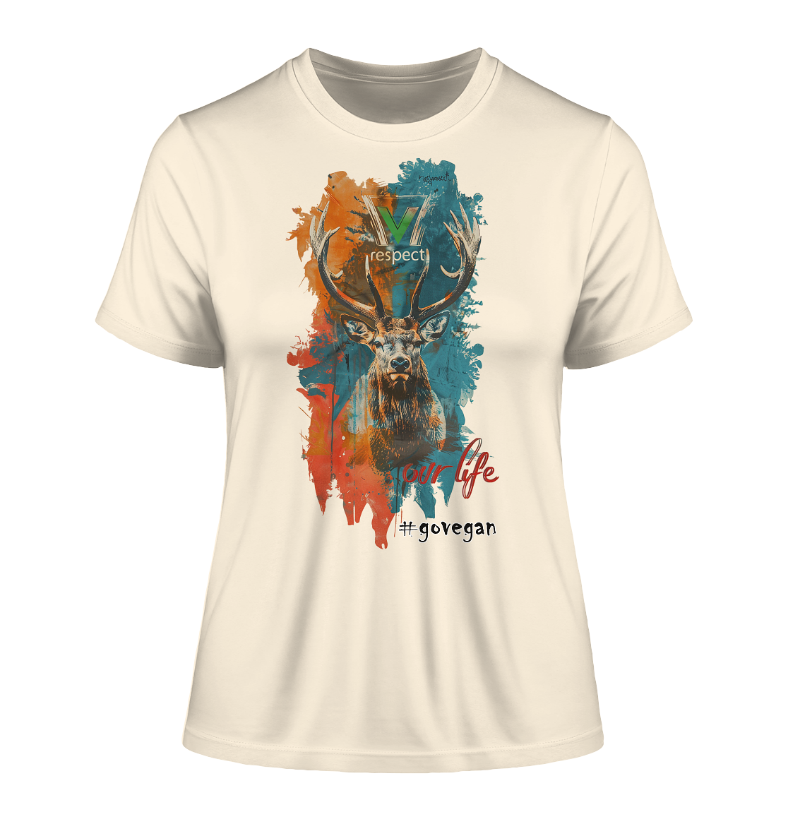 Motif "respect our life, go vegan" - tight-fitting organic women's T-shirt