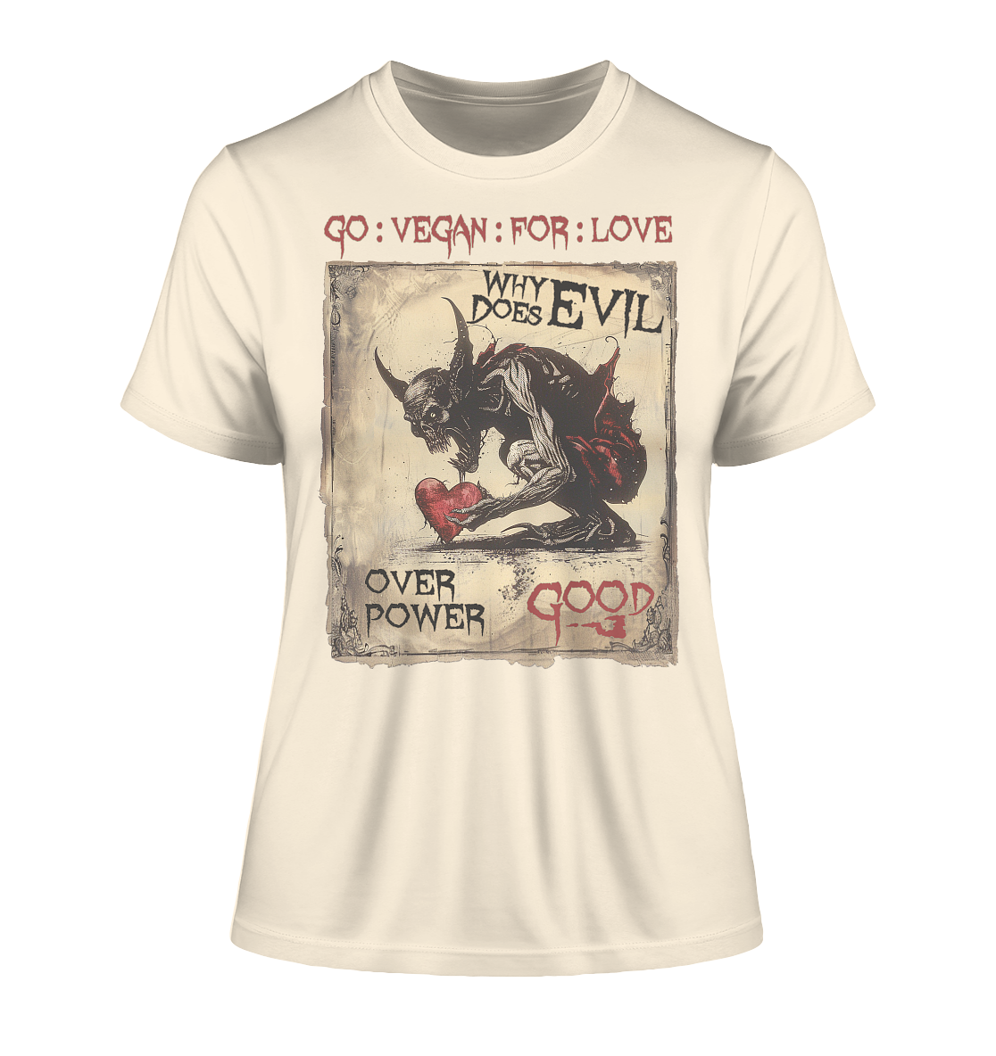 Motif "why does evil" - tight-fitting women's organic T-shirt