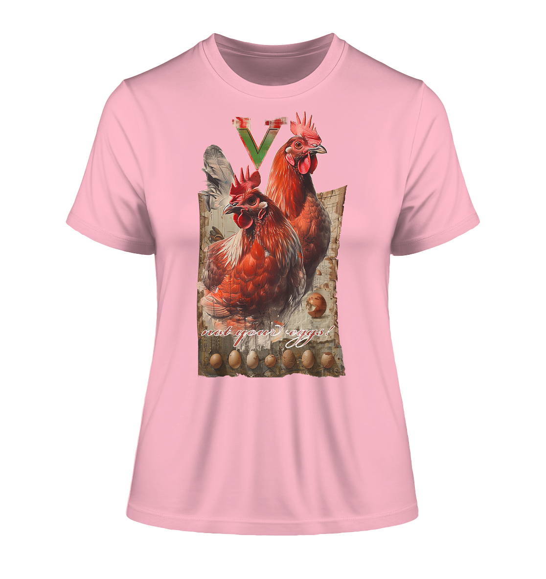 Motif "not your eggs" - tight-fitting organic women's T-shirt