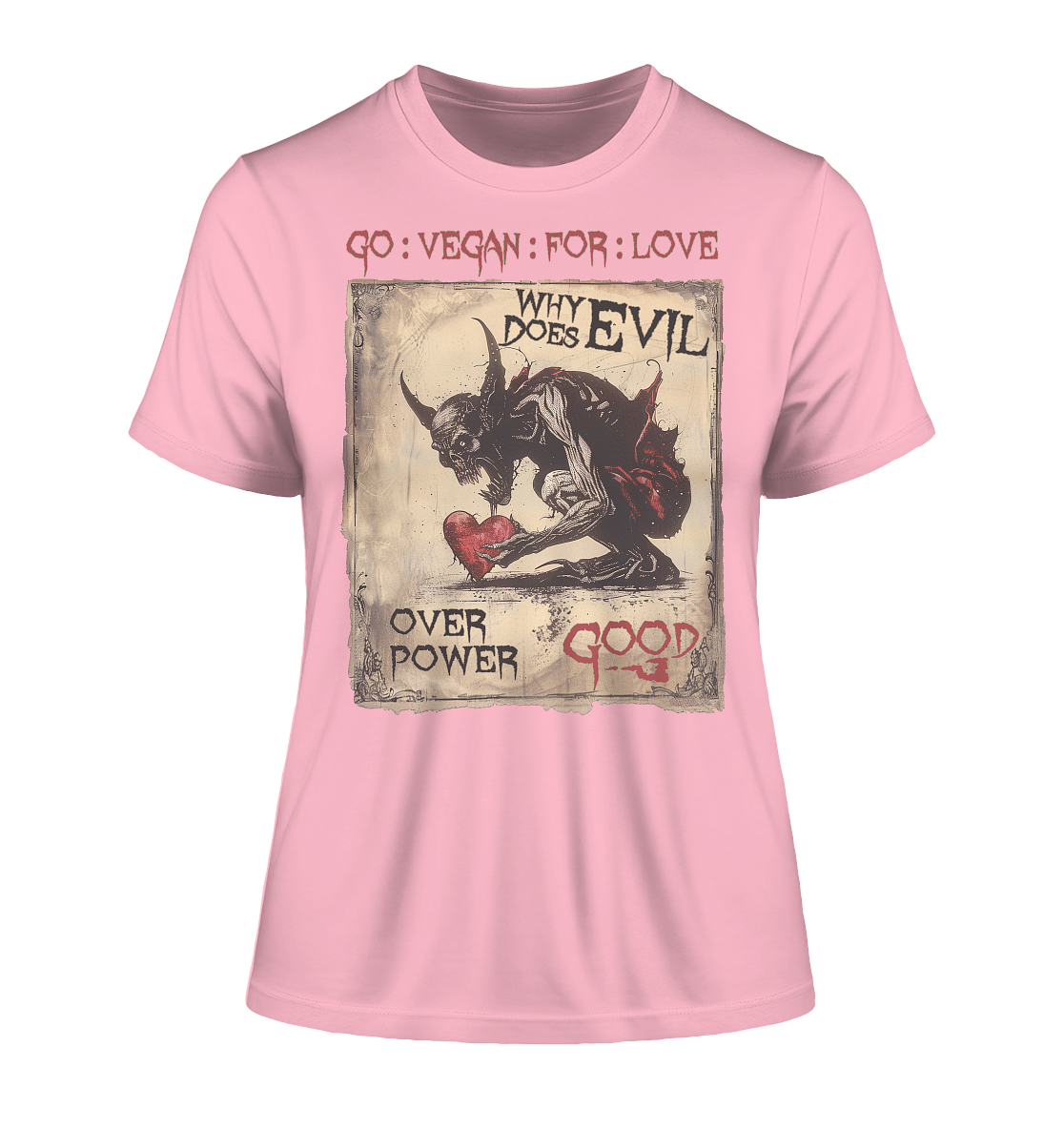 Motif "why does evil" - tight-fitting women's organic T-shirt