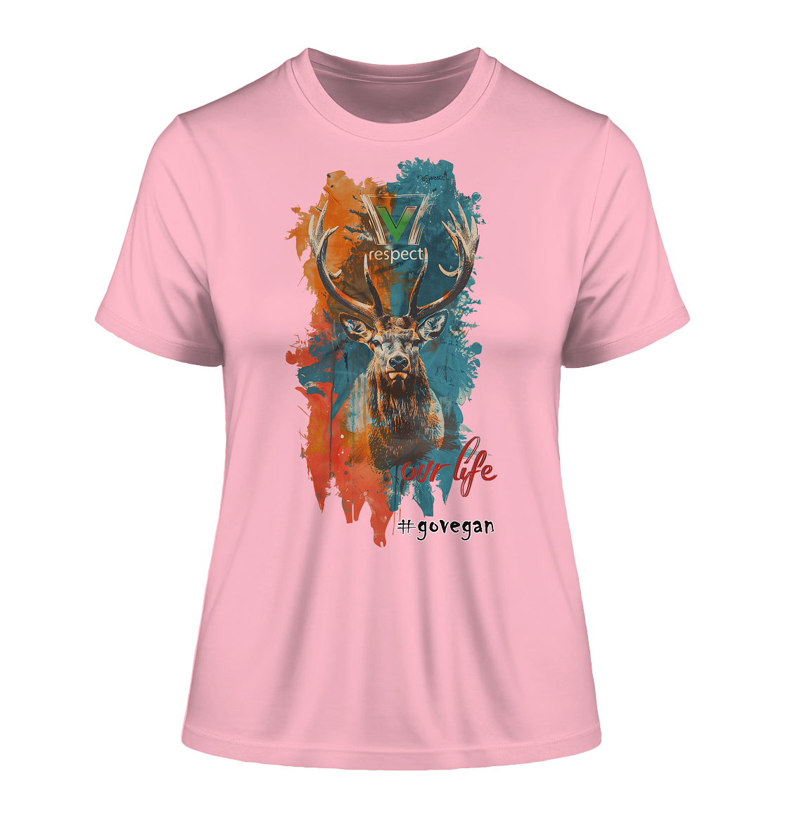 Motif "respect our life, go vegan" - tight-fitting organic women's T-shirt