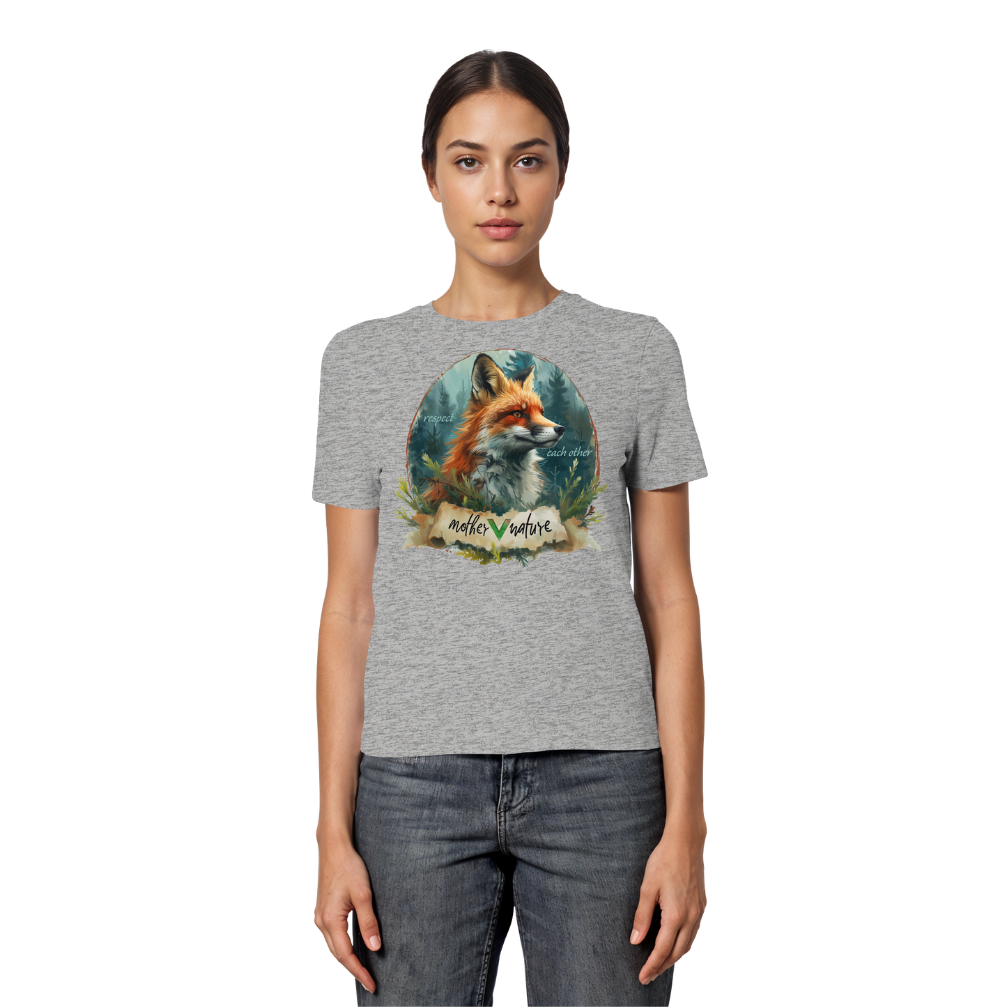 vegwear "respect each other" - eng geschnittenes Damen T-Shirt, bio, vegan