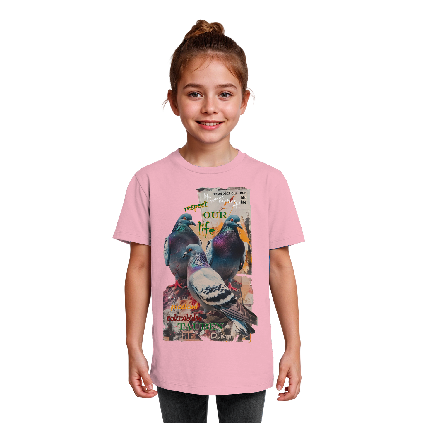 vegwear "respect our life - Tauben" - unisex Kinder Bio T-Shirt
