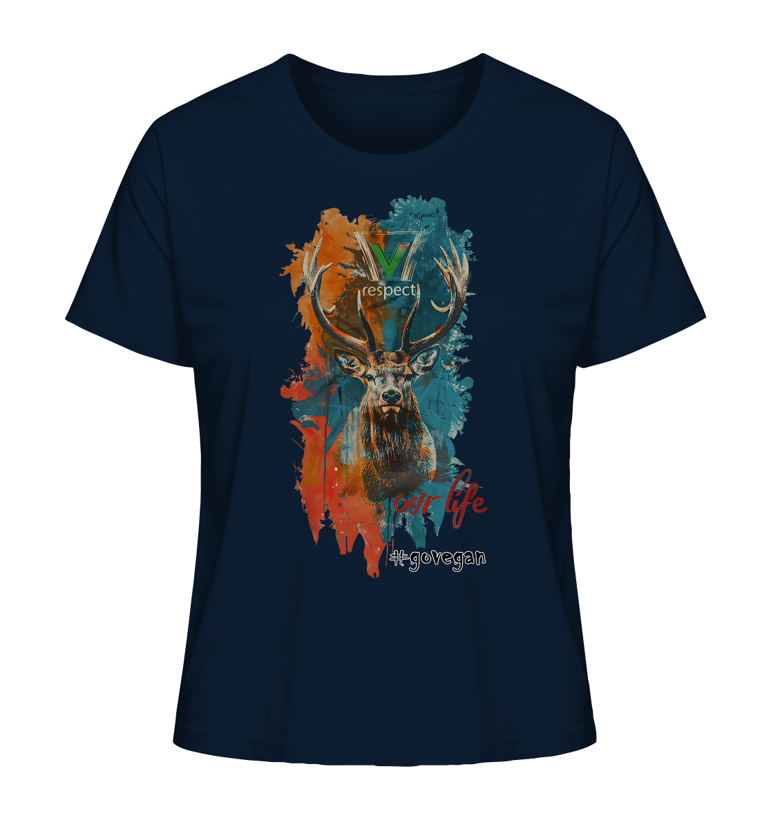 Motif "respect our life, go vegan" - women's organic T-shirt