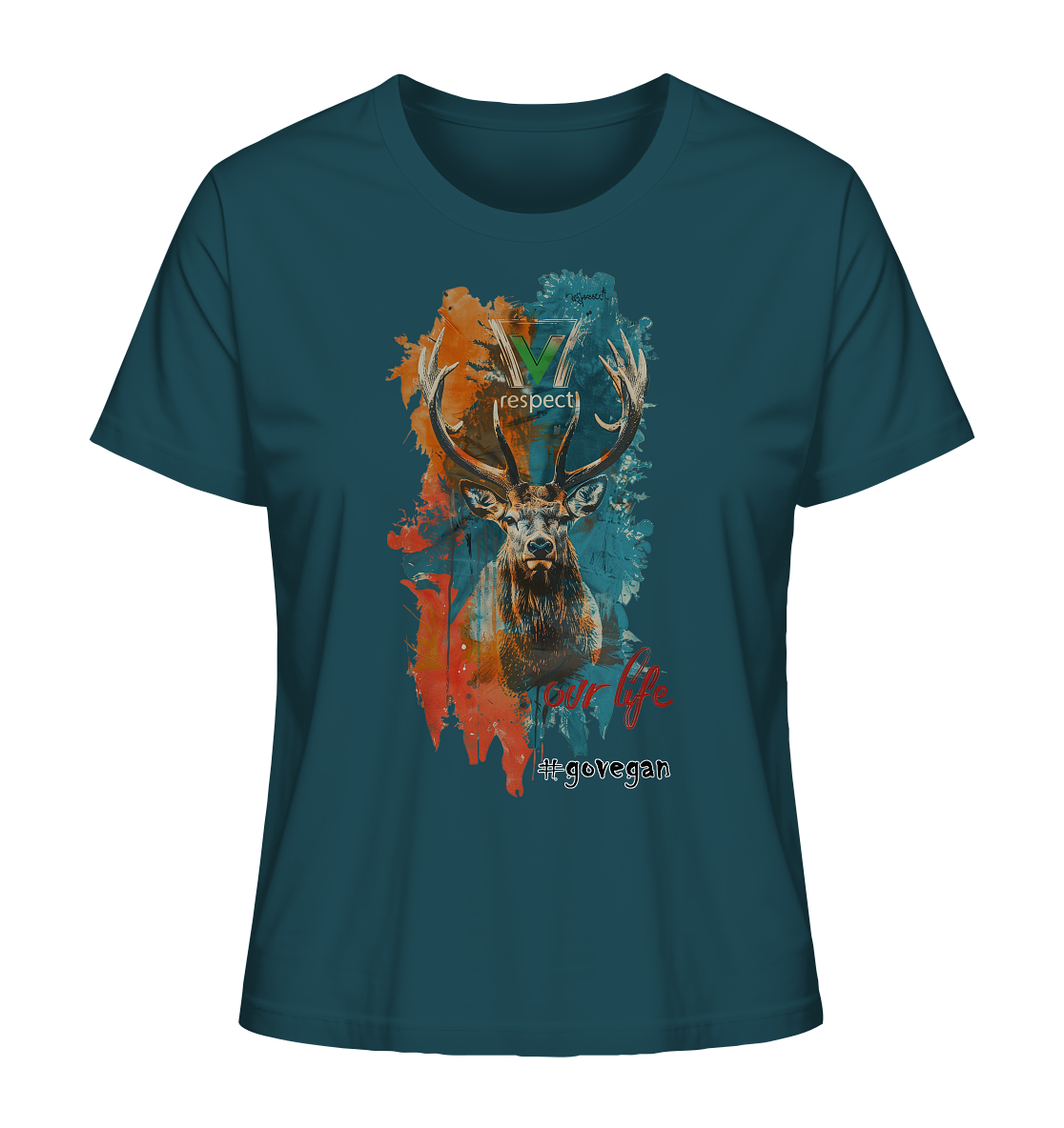 Motif "respect our life, go vegan" - women's organic T-shirt