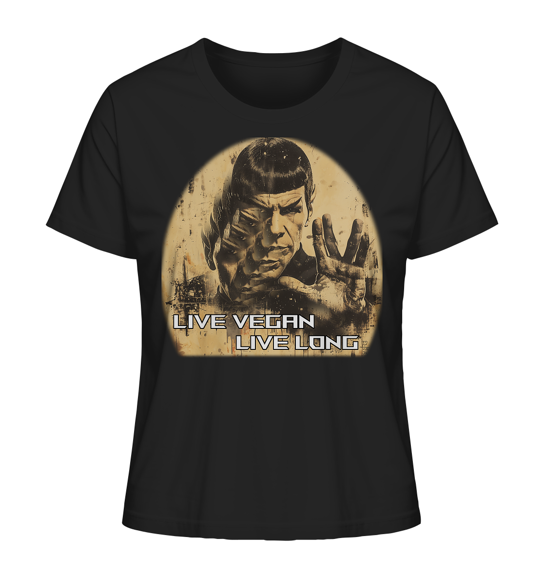 Motif "live vegan live long" - organic women's T-shirt