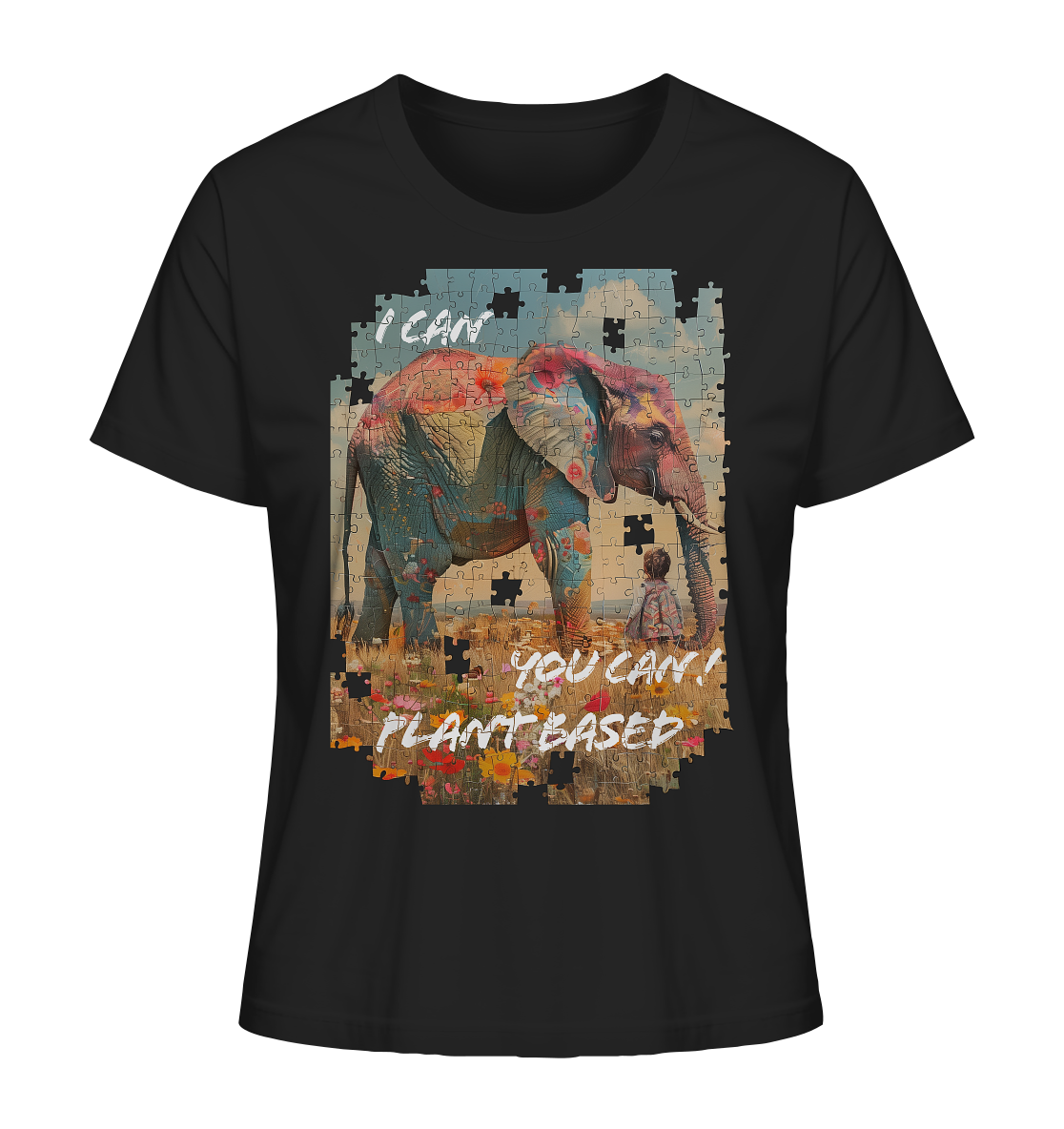 Motif "plant based elephant" - organic women's T-shirt