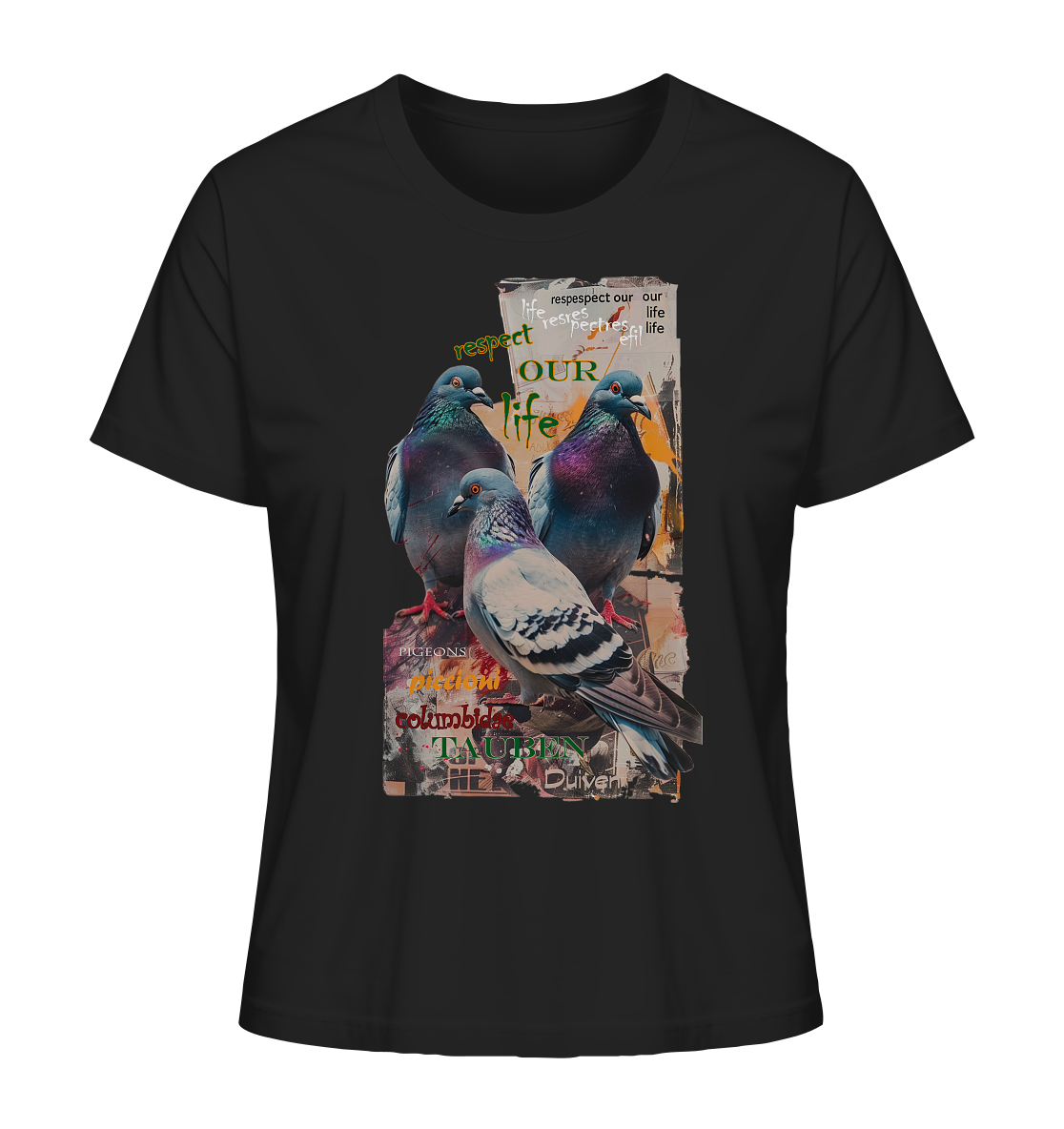 Motif "respect our life - pigeons" - Women's Organic T-Shirt