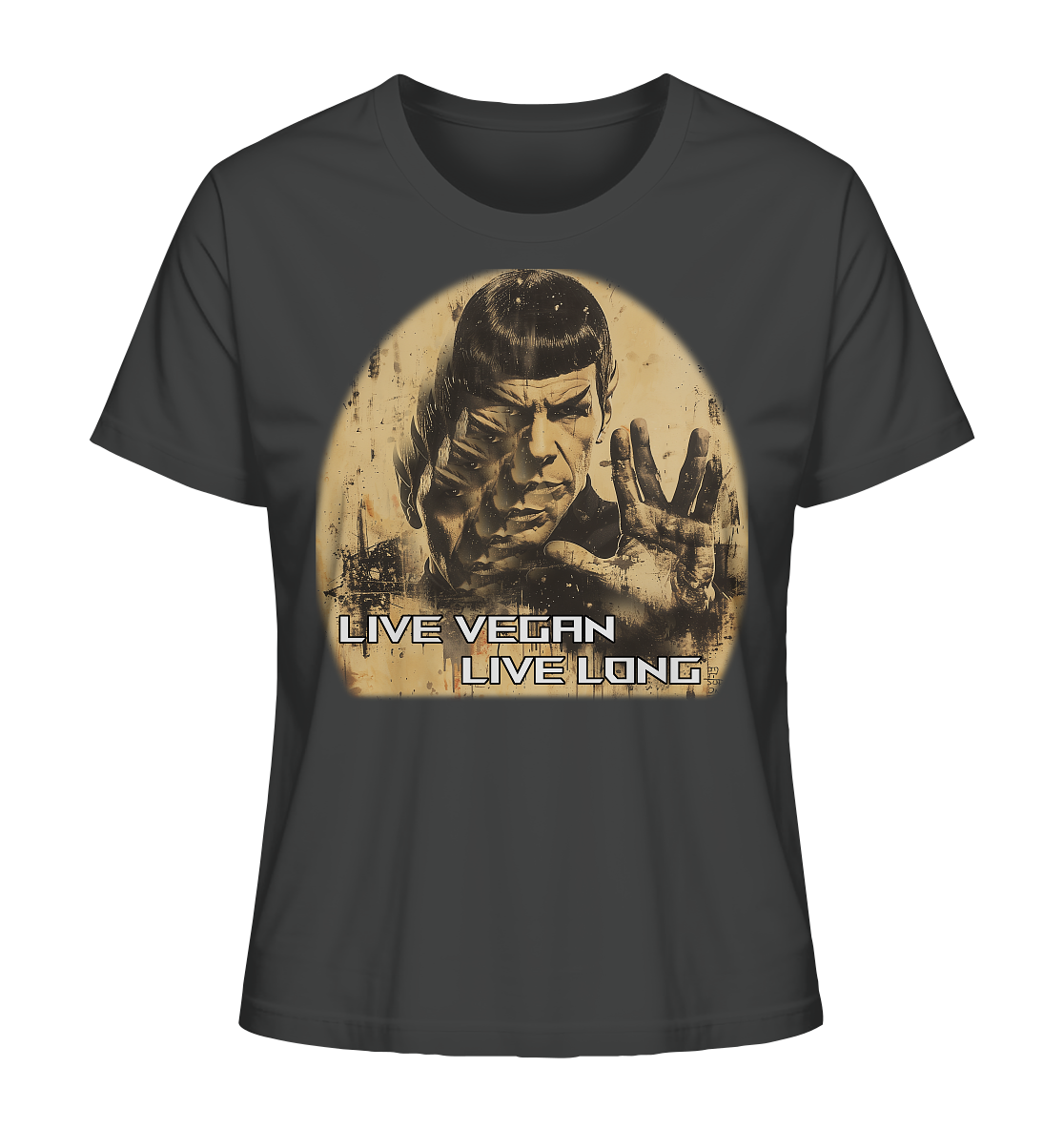 Motif "live vegan live long" - organic women's T-shirt