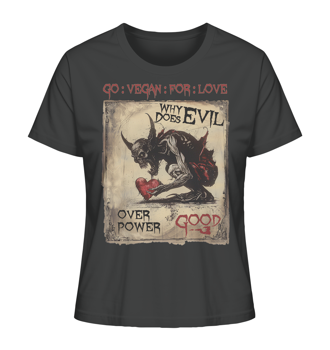 Motif "why does evil" - women's organic T-shirt