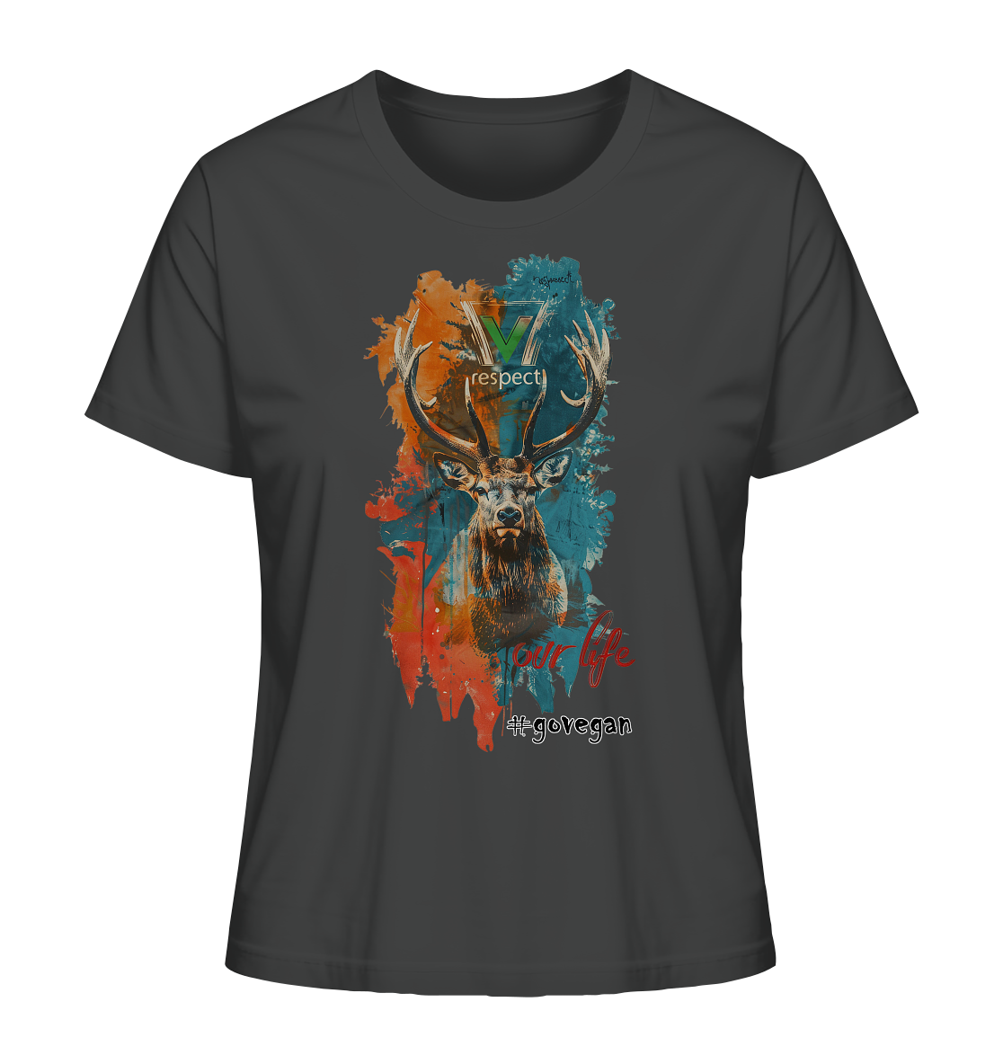 Motif "respect our life, go vegan" - women's organic T-shirt