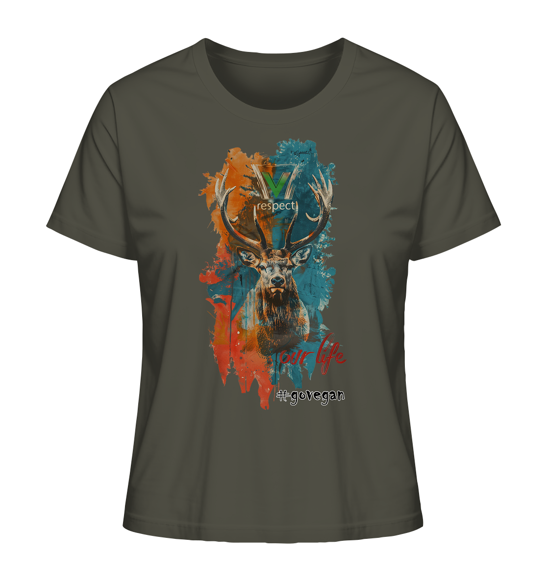 Motif "respect our life, go vegan" - women's organic T-shirt